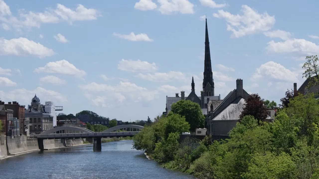 Cambridge, Ontario skyline — portable toilet rental service area