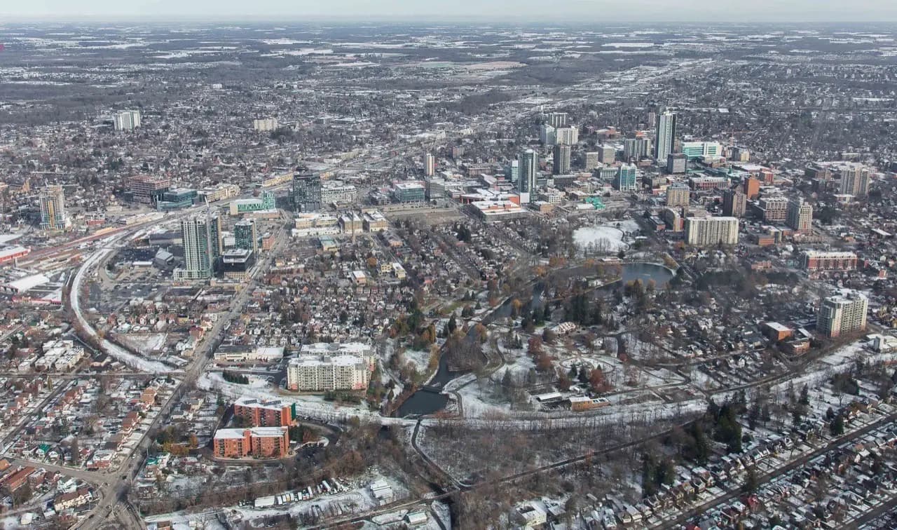 Kitchener, Ontario skyline — portable toilet rental service area