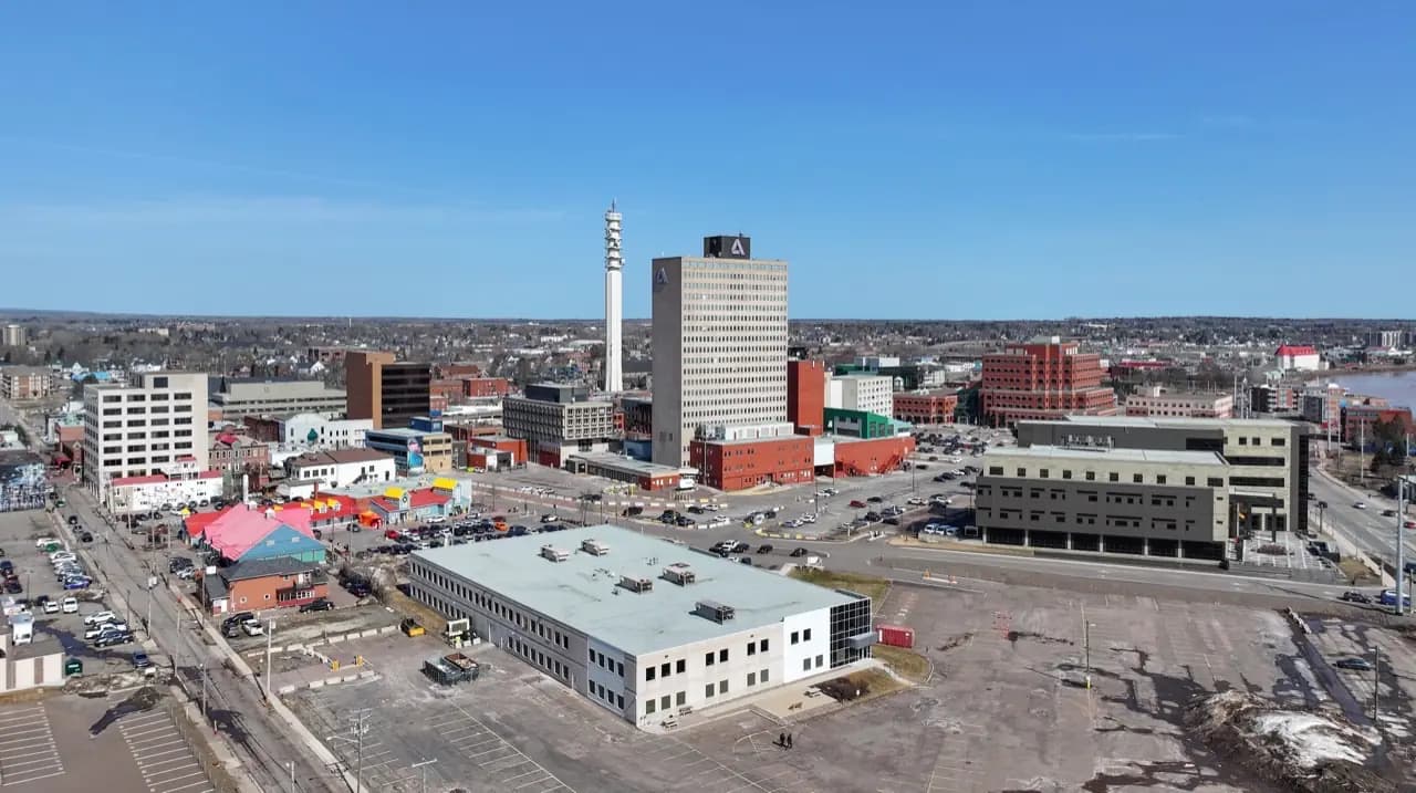 Moncton, New Brunswick skyline — portable toilet rental service area