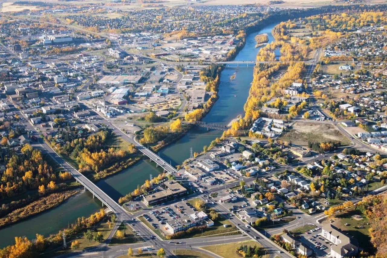 Red Deer, Alberta skyline — portable toilet rental service area